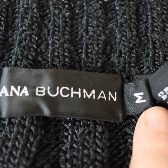 Dana Buchman Black Textured Cable Knit Round Neck Pullover Sweater Medium - Picture 9 of 12